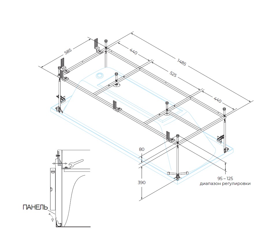 Каркас для ванны акриловой Сид Акванет х70см - сантехника онлайн