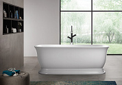 Отдельностоящая овальная акриловая ванна в комплекте со сливом-переливом цвета хром BelBagno BB400-1700-800