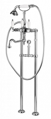 Напольный смеситель для ванны с поворотным изливом с кронштейном для слива-перелива CEZARES FIRST-VDPS2-01-Bi