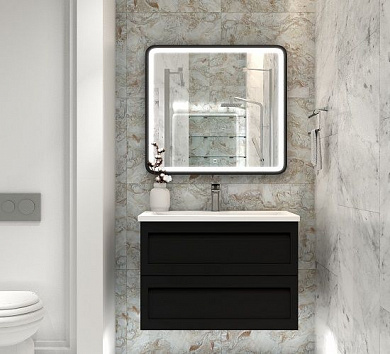Мебель для ванной комнаты подвесная Art&Max PLATINO 90 см Чёрный матовый