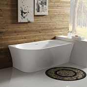 Угловая, овальная акриловая ванна в комплекте со сливом-переливом BelBagno BB410-1500-780-R