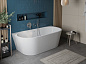 Пристенная, полукруглая акриловая ванна в комплекте со сливом-переливом BelBagno BB710-1500-750