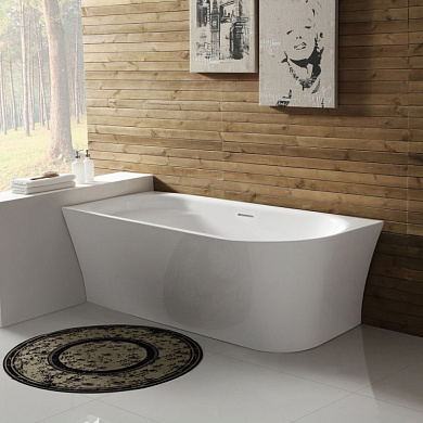 Угловая, овальная акриловая ванна в комплекте со сливом-переливом BelBagno BB410-1500-780-L