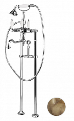 Напольный смеситель для ванны с поворотным изливом и ручным душем, с кронштейном для слива-перелива CEZARES FIRST-VDPS2-02-Bi