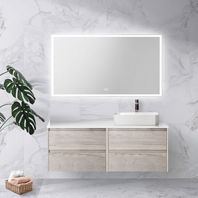 Мебель для ванной KRAFT-1200 со столешницей раковина справа Rovere Galifax Bianco