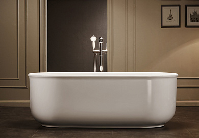 Отдельностоящая овальная акриловая ванна в комплекте со сливом-переливом BelBagno BB401-1700-800