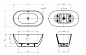 Отдельностоящая, овальная акриловая ванна UNO в комплекте со сливом-переливом BelBagno BB701-1400-720-K