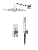 Душевая система с переключателем для верхнего, ручного душа, верхний душ из стены, квадратный 25 см, материал металл CEZARES PORTA-DSIPQ-25-BIO белый матовый