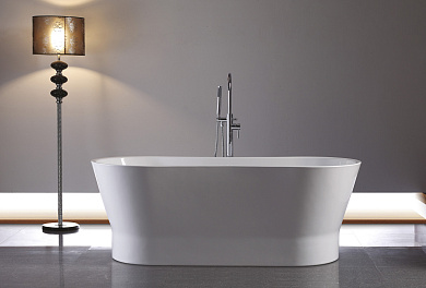 Отдельностоящая, овальная акриловая ванна в комплекте со сливом-переливом BelBagno BB406-1650-730