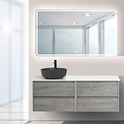 Мебель для ванной KRAFT-1200 со столешницей раковина слева Cemento Grigio