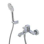 Смеситель для ванны и душа в комплекте с ручным душем, шлангом и держателем BelBagno AURORA-VASM-CRM