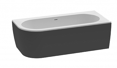 Акриловая ванна угловая правосторонняя чёрная фронтальная панель CEZARES SLIM CORNER-180-80-60-R-NERO-SET
