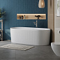 Отдельностоящая овальная матовая акриловая ванна в комплекте со сливом-переливом BelBagno BB411-1700-800-MATT