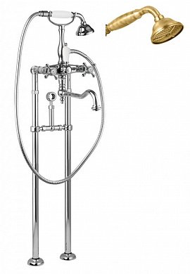 Напольный смеситель для ванны с повор.изливом кронштейном слива-перелива CEZARES GOLF-VDPS2-02-M