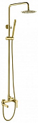 Душевая стойка с поворотным изливом c верхним и ручным душем нержавеющая сталь BelBagno DELTA DEL-VSCM-BORO Брашированное золото 