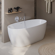 Отдельностоящая овальная акриловая ванна в комплекте со сливом-переливом BelBagno BB414-1700-800