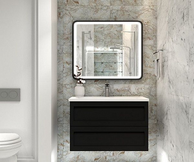 Мебель для ванной комнаты подвесная Art&Max PLATINO 100 см Чёрный матовый