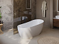 Отдельностоящая, полукруглая акриловая ванна в комплекте со сливом-переливом BelBagno BB704-1700-800-K