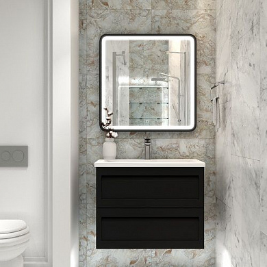 Мебель для ванной комнаты подвесная Art&Max PLATINO 75 см Чёрный матовый