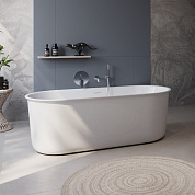 Отдельностоящая, овальная акриловая ванна в комплекте со сливом-переливом BelBagno BB709-1700-780