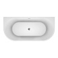 Пристенная, полукруглая акриловая ванна в комплекте со сливом-переливом BelBagno BB710-1400-750