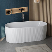 Отдельностоящая овальная акриловая ванна в комплекте со сливом-переливом BelBagno BB411-1700-800