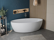 Отдельностоящая, полукруглая акриловая ванна в комплекте со сливом-переливом BelBagno BB707-1860-880