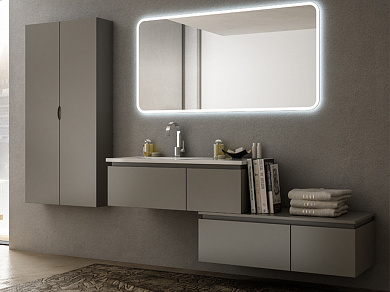 Колонна для ванной комнаты без зеркала реверсивная CEZARES 44597 Grigio talpa opaco